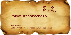 Pakos Kreszcencia névjegykártya